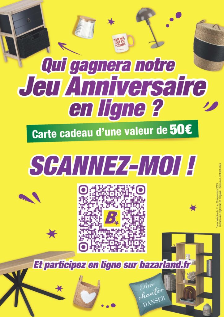 Jeu anniversaire bazarland 2025 en ligne
